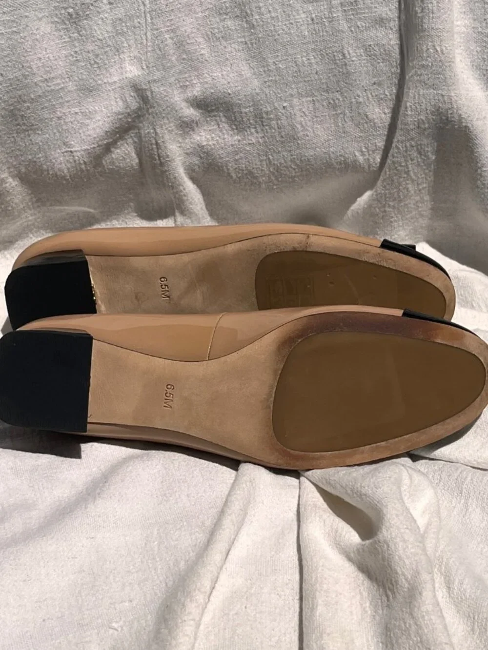 Tory Burch Gigi Cap Toe Beige and Black Colorblock Heels